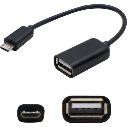 Addon 5 Pack Of 12.7cm (5.00in) Micro-Usb Male To Usb 2.0 (A) Female Black On-Th(1/Ea)