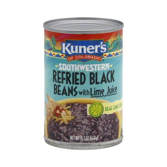 Kuner Refried Black Beans Lime Juice Case Of 12 15 Oz.