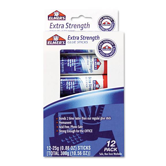 Elmer S  Extra-strength Office Glue Sticks, 0.88 Oz, 12/pack E532 12 Package
