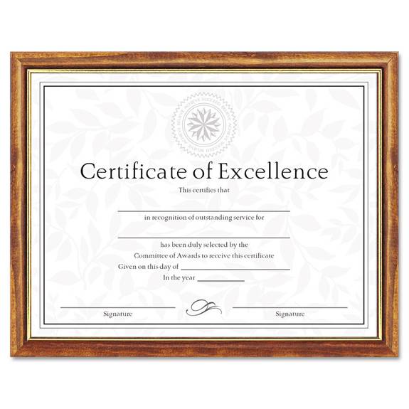 Dax  Two-tone Document/diploma Frame, Wood, 8 1/2 X 11, Maple W/gold Leaf Trim N17981mt 1 Each