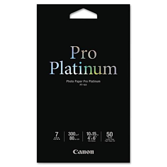 Canon  Photo Paper Pro Platinum, High Gloss, 4 X 6, 80 Lb., White, 50 Sheets/pack 2768b014aa 50 Package