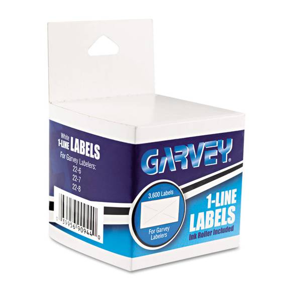 Garvey  One-line Pricemarker Labels, 7/16 X 13/16, White, 1200/roll, 3 Rolls/box 090944 1 Box