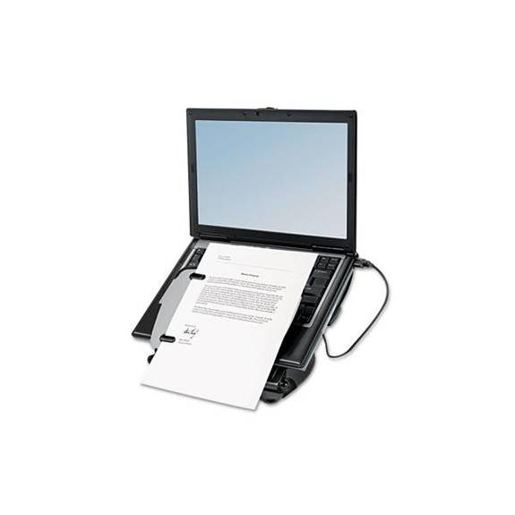 Fellowes  Adjustable Laptop Riser With Four-port Usb Hub, 12 1/8 X 13 3/8 X 3, Black/gray 8024601 1 Each