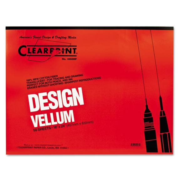 Clearprint  Design Vellum Paper, 16lb, White, 18 X 24, 50 Sheets/pad 10001422 50 Each