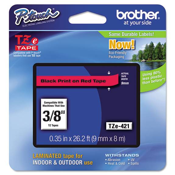 Brother P Touch  Tze Standard Adhesive Laminated Labeling Tape, 3/8