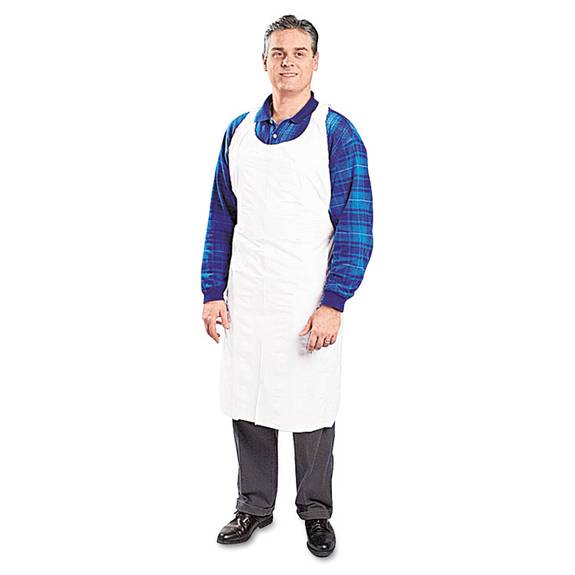 Boardwalk  Disposable Apron, White, Poly, 28 X 45, 1.25 Mil, One Size, 100/pk 390 100 Package