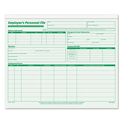 Tops Employee Record File Folders, Straight Cut, Letter, 2-sided, Green ...