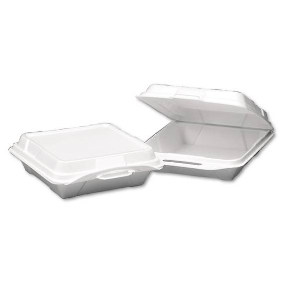 Genpak  Foam Hinged Carryout Container, 1-compartment, 9-1/4x9-1/4x3, White, 100/bag Gnp 20010 200 Case