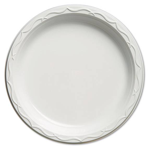 Genpak  Aristocrat Plastic Plates, 10 1/4 Inches, White, Round, 125/pack 71000 500 Case