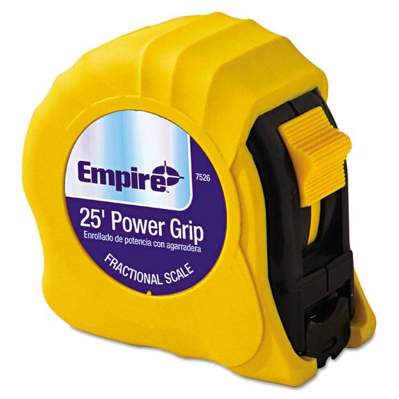 Empire  Power Grip Steel Tape Measure, 1in X 25ft, Yellow 272-7526 1 Each
