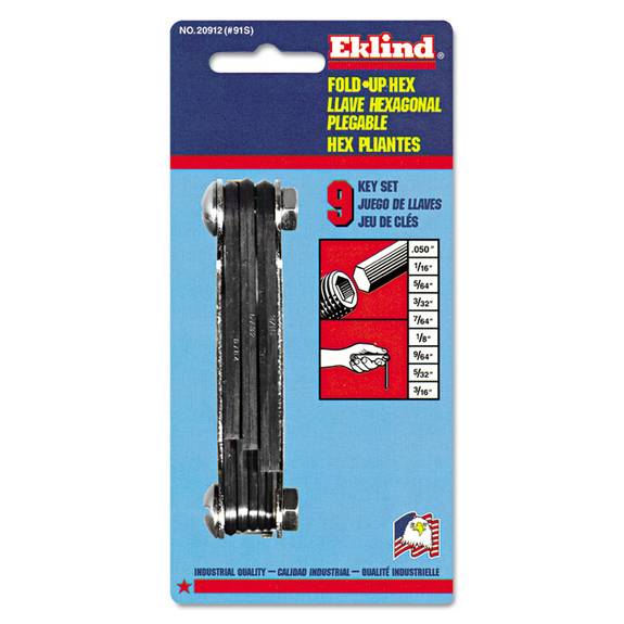 Eklind  N91 S Classic Fold-up Tool, 9-piece Hex Set, Sae, Polished Steel/black Oxide 269-20912 9 Set