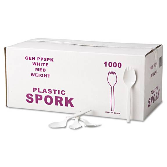 Gen Medium-weight Cutlery, Spork, White, 1000/carton Gen Ppspk 1000 Case