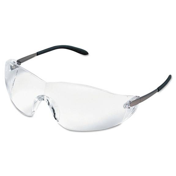 Mcr  Safety Blackjack Wraparound Safety Glasses, Chrome Plastic Frame, Clear Lens 135-s2110 1 Each