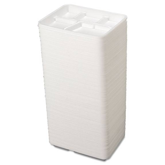 Genpak  Foam School Trays, 5-comp, 10 2/5 X 8 2/5 X 1 1/4, White, 500/carton 10500 500 Case