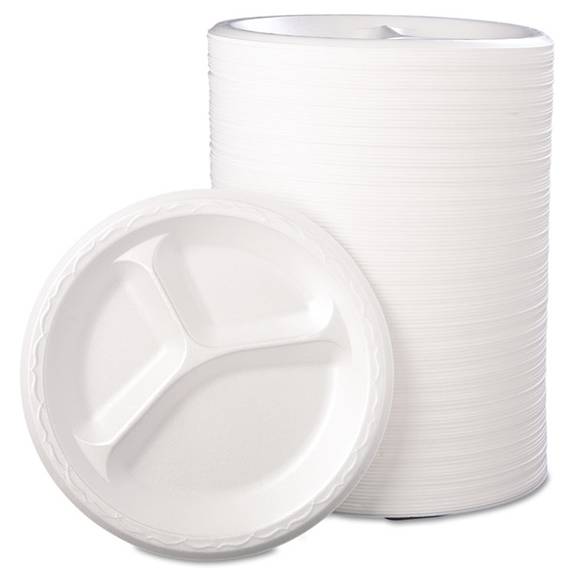 Genpak  Foam Dinnerware, Plate, 3-comp, 8 7/8