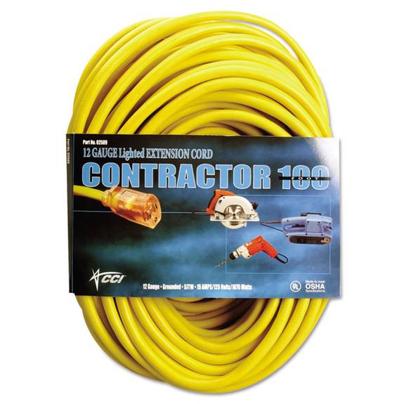Cci  Vinyl Outdoor Extension Cord, 50 Ft, 15 Amp, Yellow 172-02588-0002 1 Each
