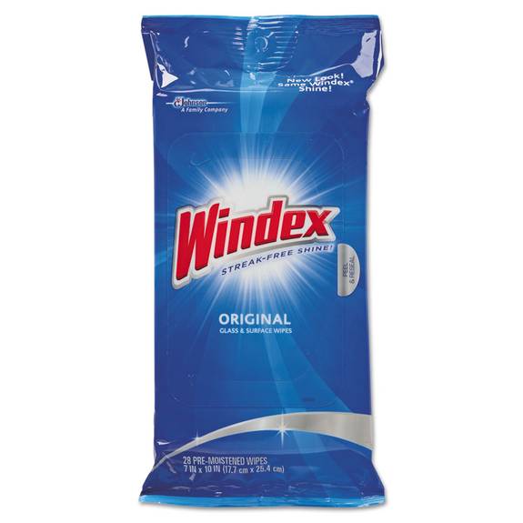 Windex  Glass & Surface Wet Wipe, Cloth, 7 X 10, 28/pack Drk Cb702325 12 Case