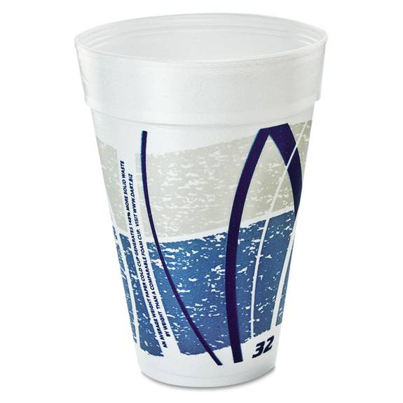 Dart  Impulse Hot/cold Foam Drinking Cups, 32oz., Printed, Blue/gray, 25/bag, 20/ct Dcc 32tj32e 500 Case