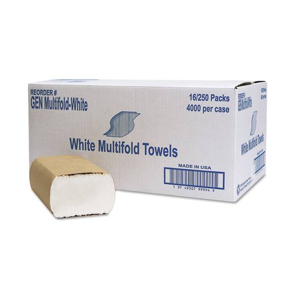 Gen Multifold Towel, 1-ply, White, 250/pack, 16 Packs/carton Multifold-white 16 Case