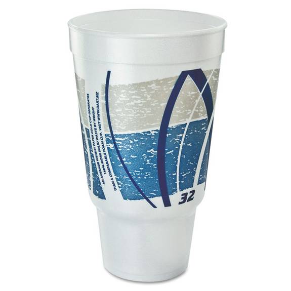 Dart  Impulse Hot/cold Foam Drinking Cup, 32oz, Flush Fill, Printed, Blue/gray, 16/bag 32aj20e 400 Case