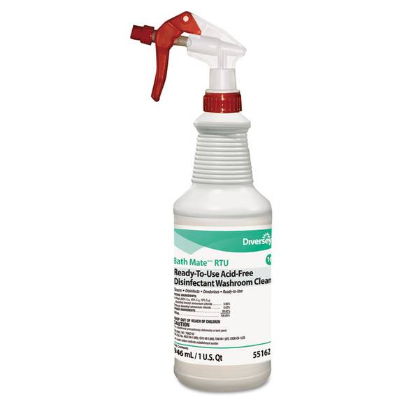 Diversey  Bath Mate Acid-free Rtu Disinfectant/cleaner, Fresh, 32oz Spray Bottle, 12/ct 5516217 12 Case