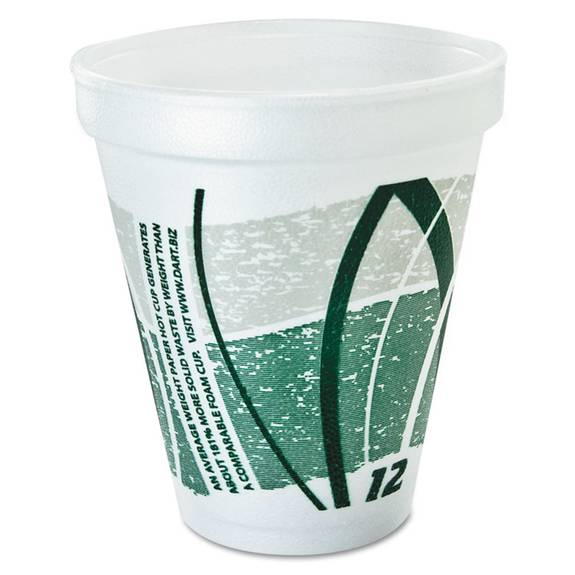 Dart  Impulse Hot/cold Foam Drinking Cups, 12oz., Printed, Green/gray, 25/bag, 40/ct 36303/06 1000 Case