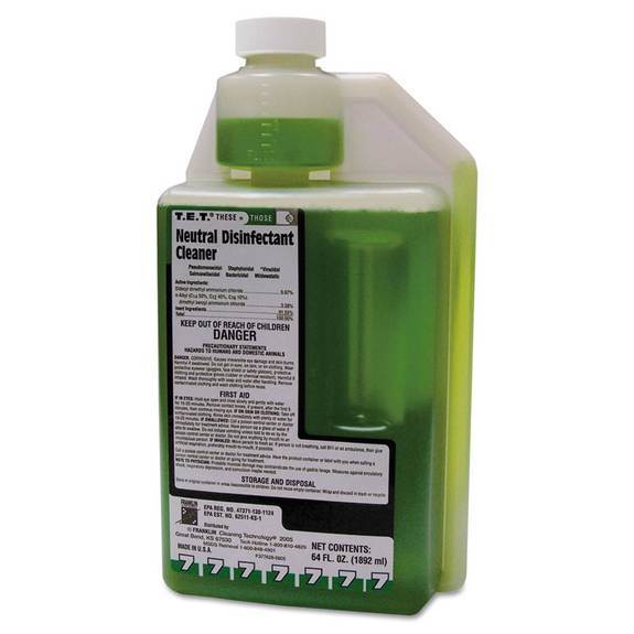 Franklin Cleaning Technology  T.e.t. Neutral Disinfectant Cleaner, Apple Scent, Liquid, 2 Qt. Bottle, 4/carton FRK F377628 4 Case