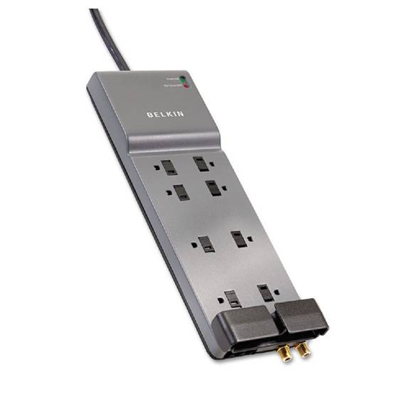 Belkin  Home/office Surge Protector, 8 Outlets, 6 Ft Cord, 3990 Joules, Gray Be108230-08 1 Each