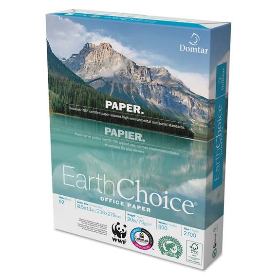 Domtar Earthchoice Office Paper, 92 Brightness, 20lb, 8-1/2 X 11, White, 5000/carton 51986 10 Case