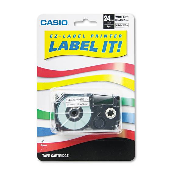 Casio  Tape Cassette For Kl8000/kl8100/kl8200 Label Makers, 24mm X 26ft, Black On White Xr24we 1 Each