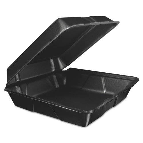 Dart  Foam Hinged Lid Container, 9.3w X 3h X 3d, Black, 200/carton Dcc 95htb1r 200 Case