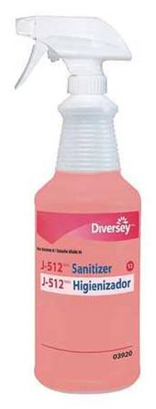 Diversey  J-512 Sanitizer 32 Oz Bottles, Clear, 12/ct 3920 12 Case