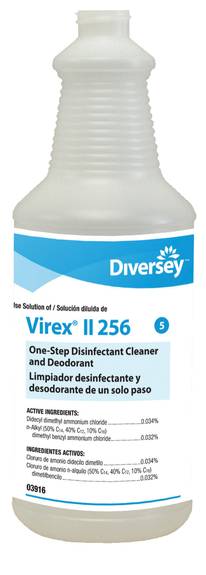 Diversey  Virex Ii 256 Cap Empty Bottle, 32 Oz, Clear, 12/carton D03916a 12 Case