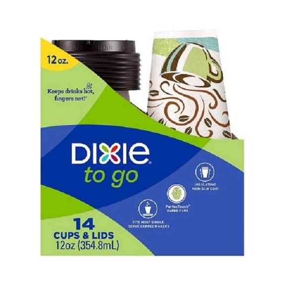  Dixie Perfectouch Grab 'n Go 12oz Cups & Lids, 14 Sets 43211 8 Case