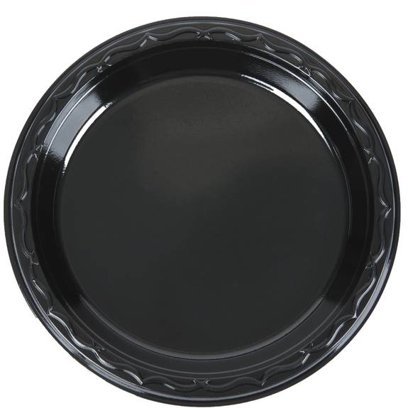 Genpak  Silhouette Black Plastic Plates, 6 Inches, Round, 125/pack Blk06 1000 Case