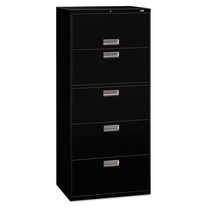 Hon 600 Series Five-Drawer Lateral File, 30w X 19-1/4d, Black 675LP 1 Each