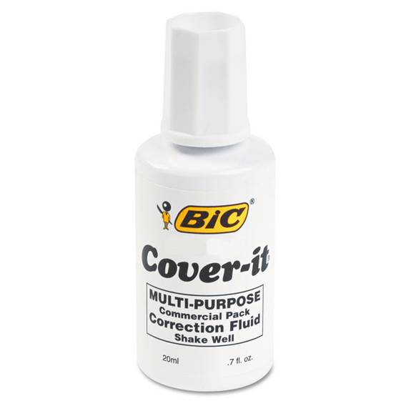 Bic  Cover-it Correction Fluid, 20 Ml Bottle, White Woc12 1 Each