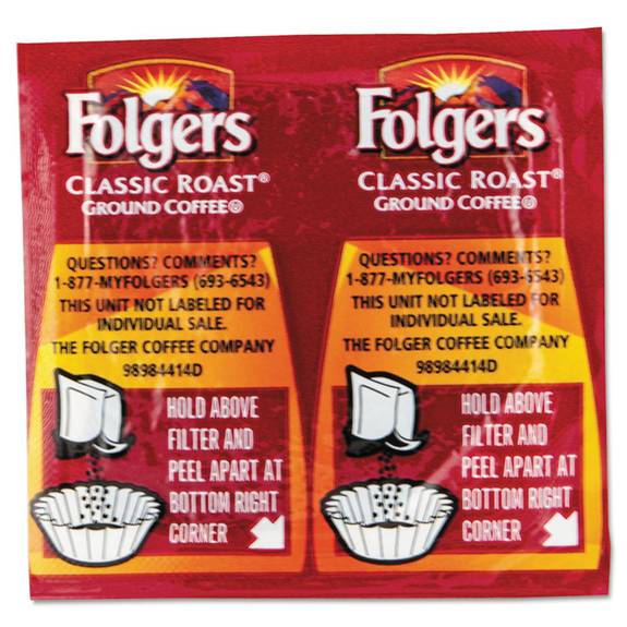 Folgers  Coffee, Classic Roast Regular, 9/10oz Vacket Pack, 42/carton 06930 42 Case