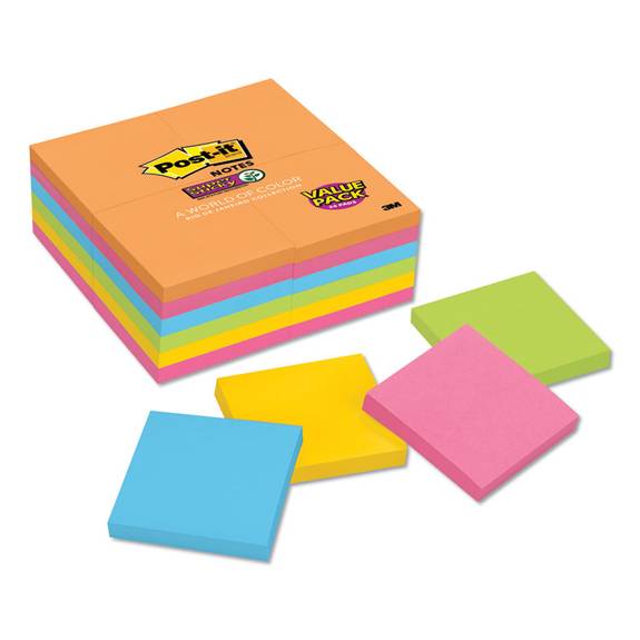 Post It Notes Super Sticky Pads In Rio De Janeiro Colors, 3 X 3