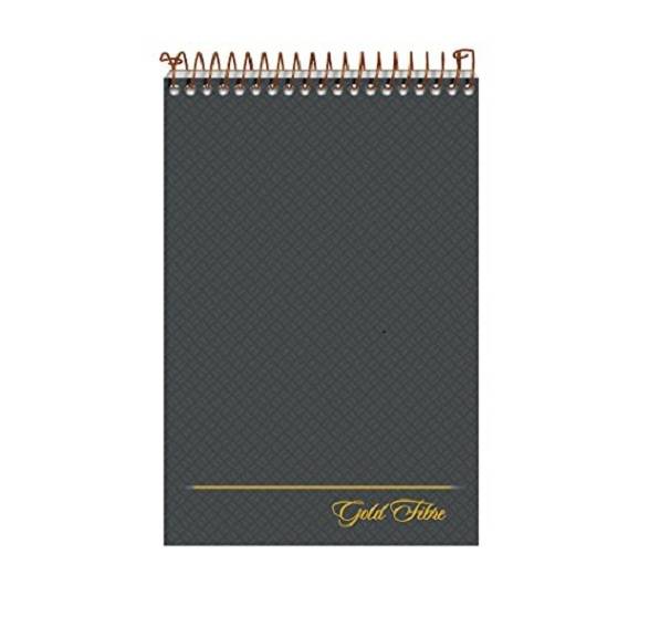 Gold Fibre Steno Pads, Gregg Rule, Designer Diamond Pattern Gray/Gold Cover, 100 White 6 x 9 Sheets