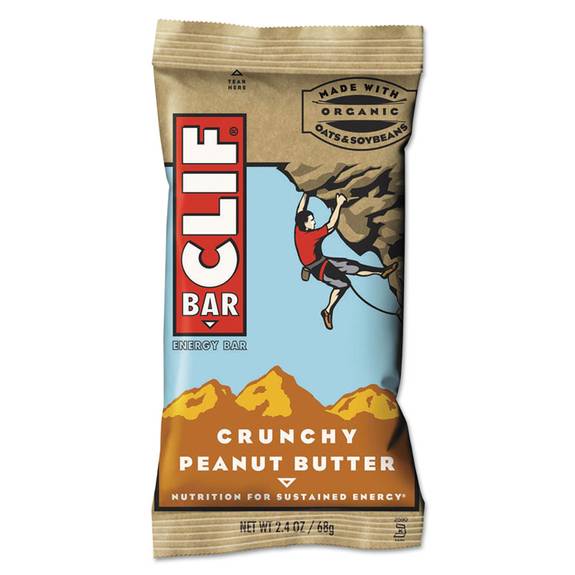 Clif  Bar Energy Bar, Crunchy Peanut Butter, 2.4oz, 12/box 160008 12 Box