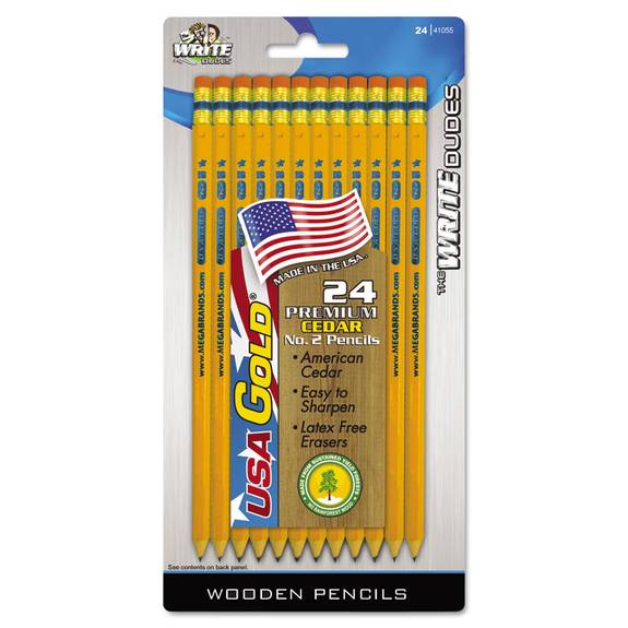 Write Dudes Usa Gold Series #2 Pencils, Cedar, Yellow, 24/pack 41055aa48 24 Package
