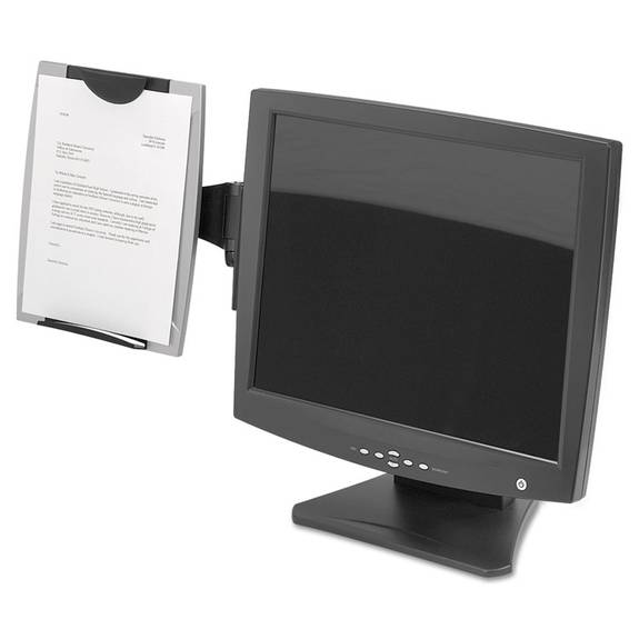 Fellowes  Office Suites Monitor Mount Copyholder, Plastic, Holds 150 Sheets, Black/silver 8033301 1 Each