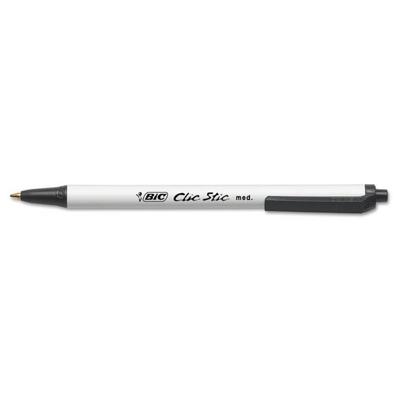 Bic  Clic Stic Retractable Ballpoint Pen, Black, 1mm, Medium, 24/pack Csm241-bk 24 Package