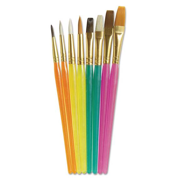 Creativity Street  Acrylic Handled Brush Set, Assorted Sizes/colors, 8 Brushes/set 5133 8 Set