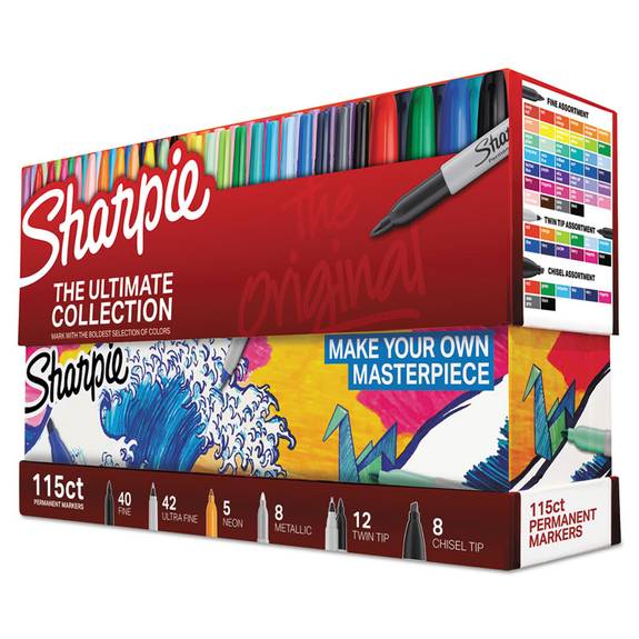 Sharpie Permanent Fine-Point Markers, Assorted Colors, Pack Of 5 Markers