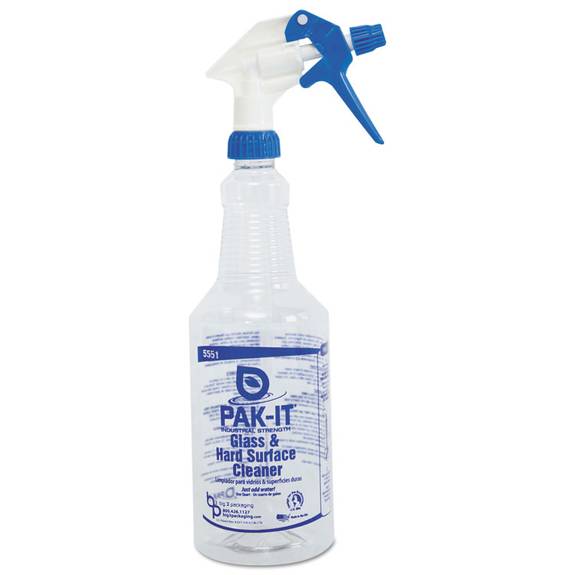 Pak It  Empty Color-coded Trigger-spray Bottle, 32 Oz, For Glass/hard Surface Cleaner Big 5551-2000-4012 1 Each