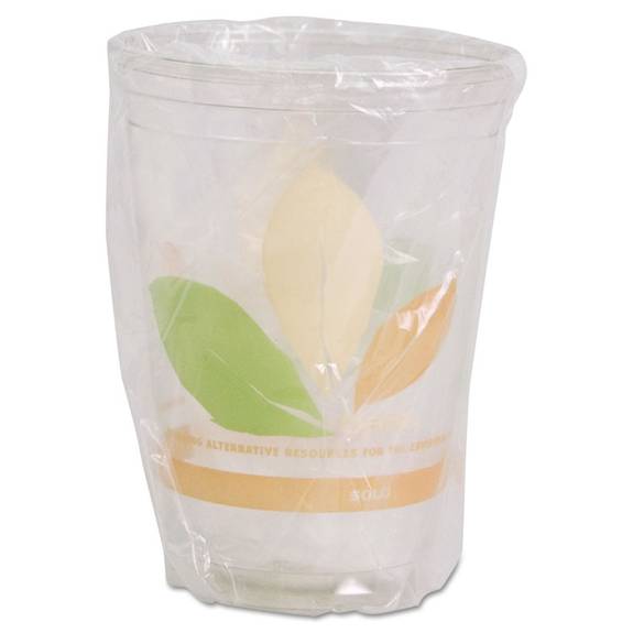 Dart  Bare Wrapped Rpet Cold Cups, 9oz, Clear With Leaf Design, 500/carton Rt9w-j9036 500 Case