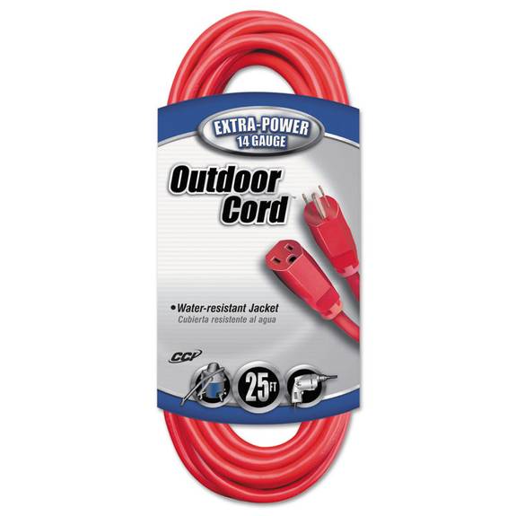 Cci  Vinyl Outdoor Extension Cord, 25ft, 15 Amp, Red 172-02407 1 Each