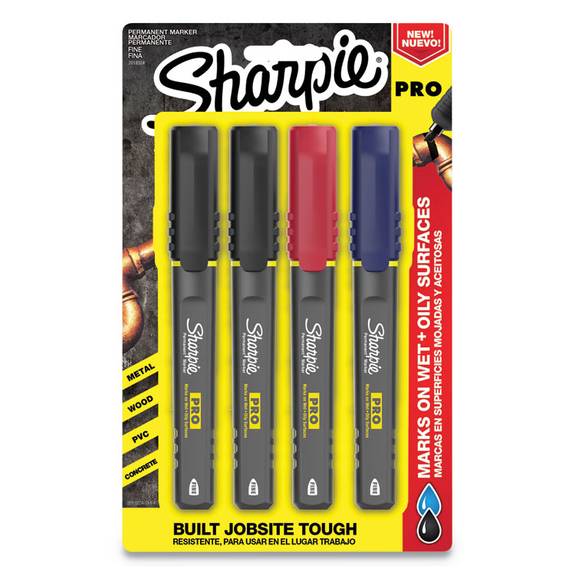 924340-5 Sharpie Permanent Marker Set, Assorted, Black, Blue, Green, Red,  Marker Tip Bullet, Barrel Type Original